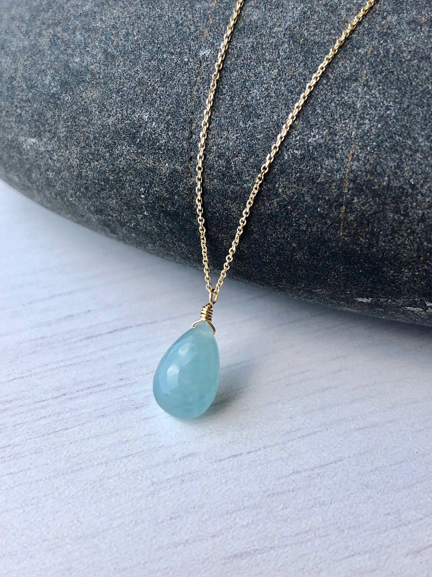 Aquamarine Necklace, March Birthstone