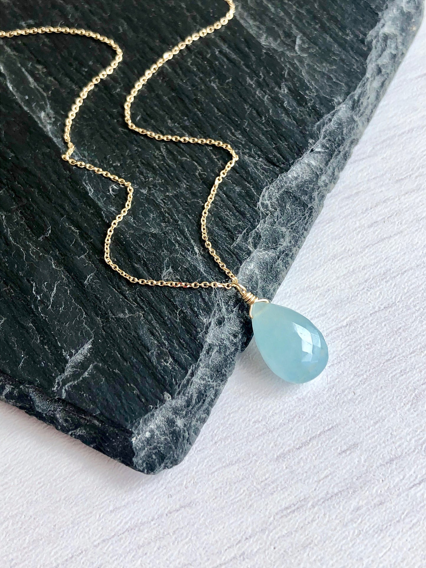 Aquamarine Necklace, March Birthstone