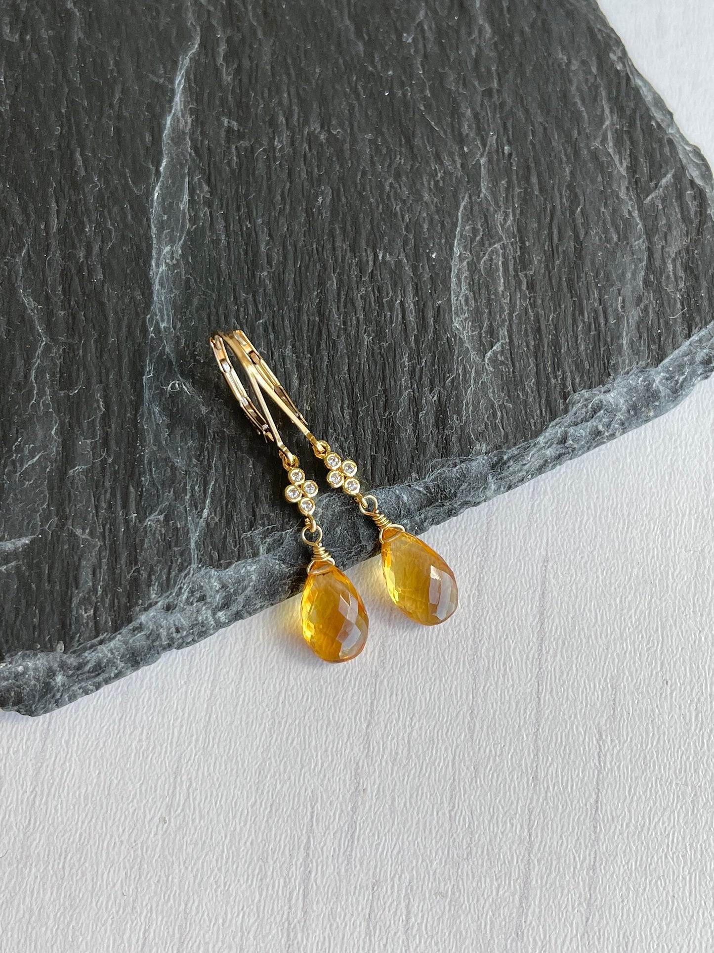 Citrine Earrings, Minimalist Gold Earrings