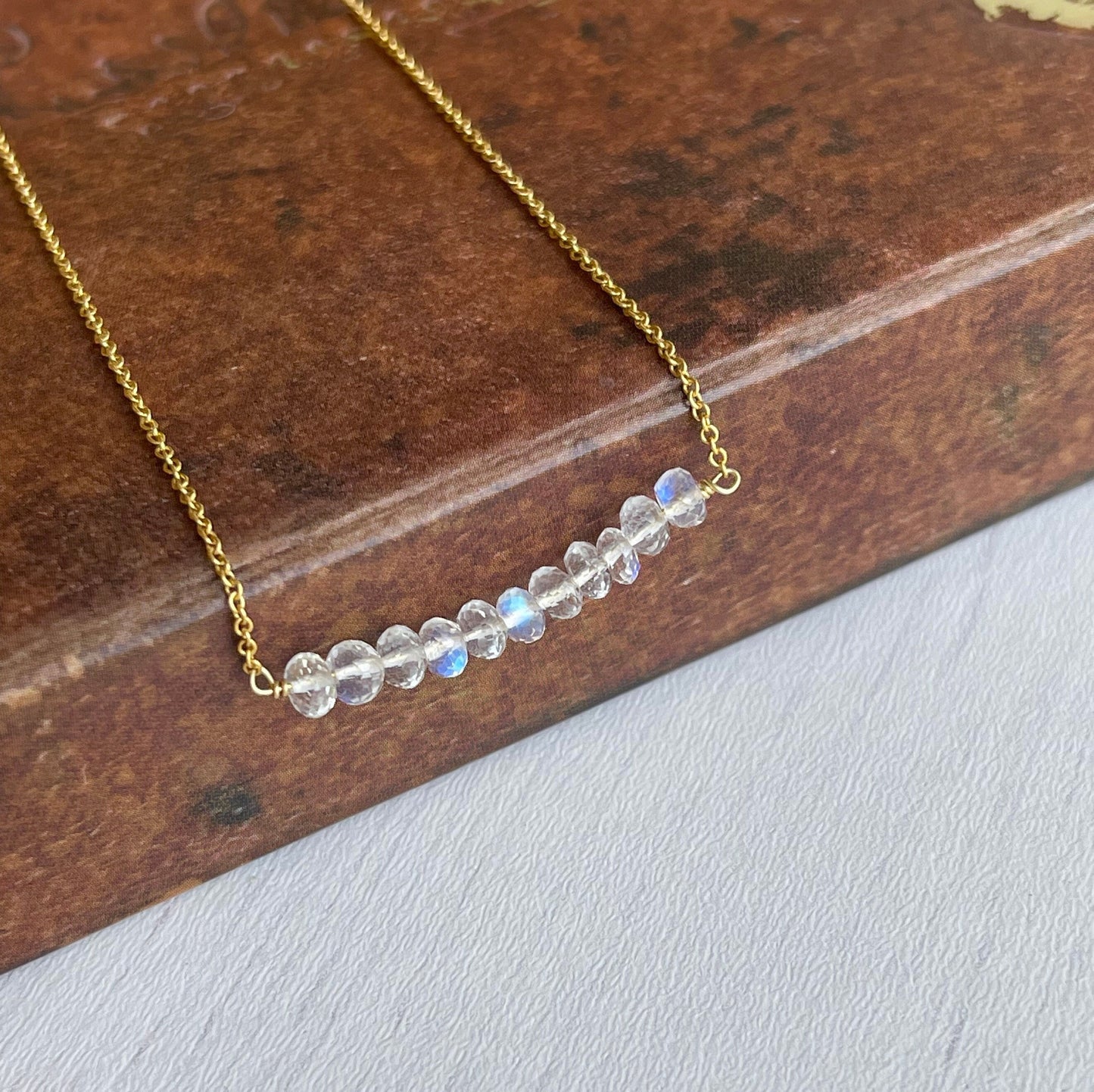 Moonstone Horizontal Bar Necklace