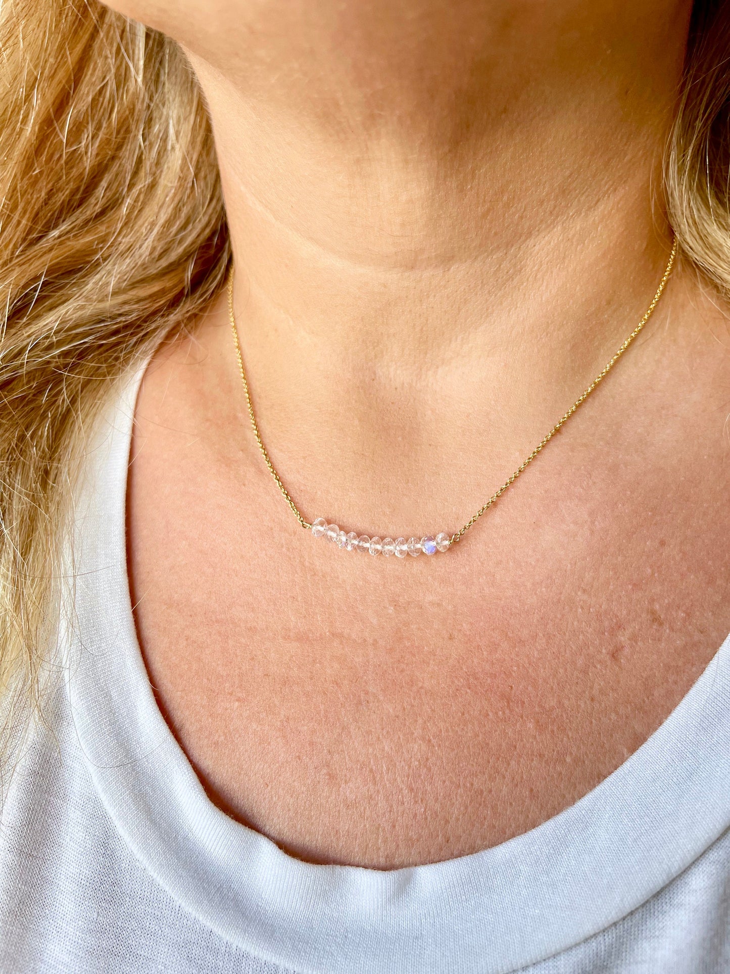 Moonstone Horizontal Bar Necklace