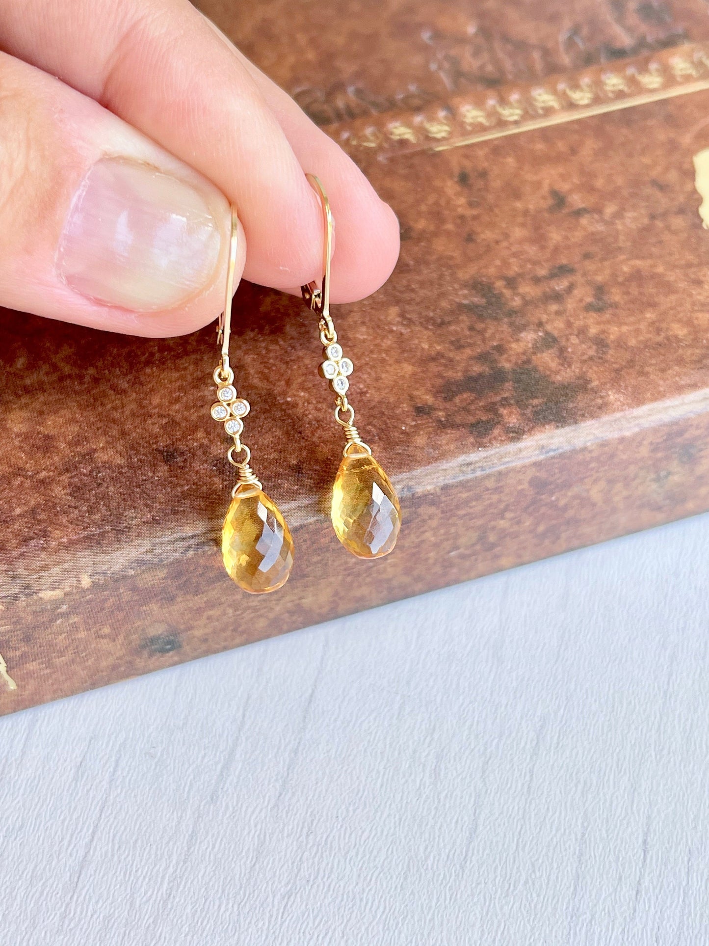 Citrine Earrings, Minimalist Gold Earrings