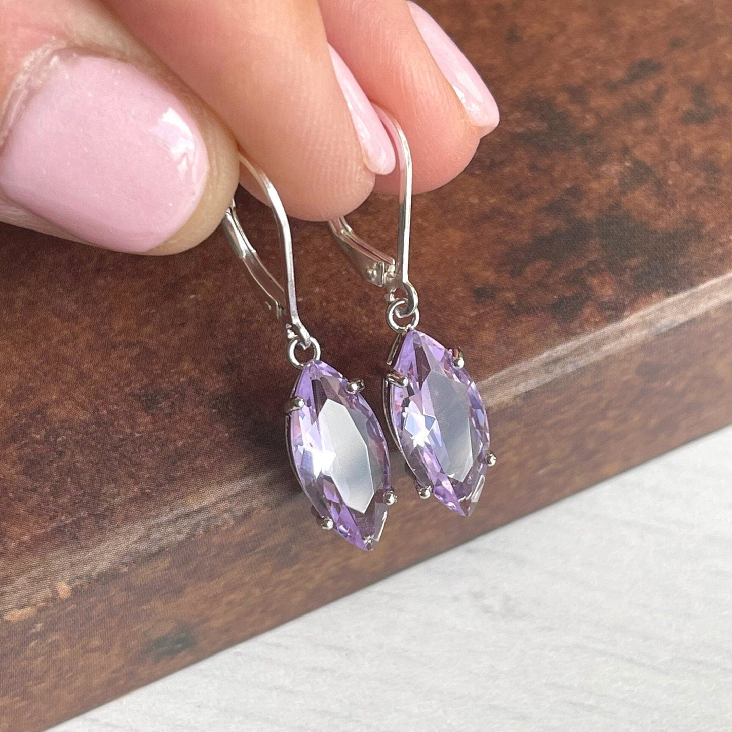 Pink Amethyst Marquise Earrings