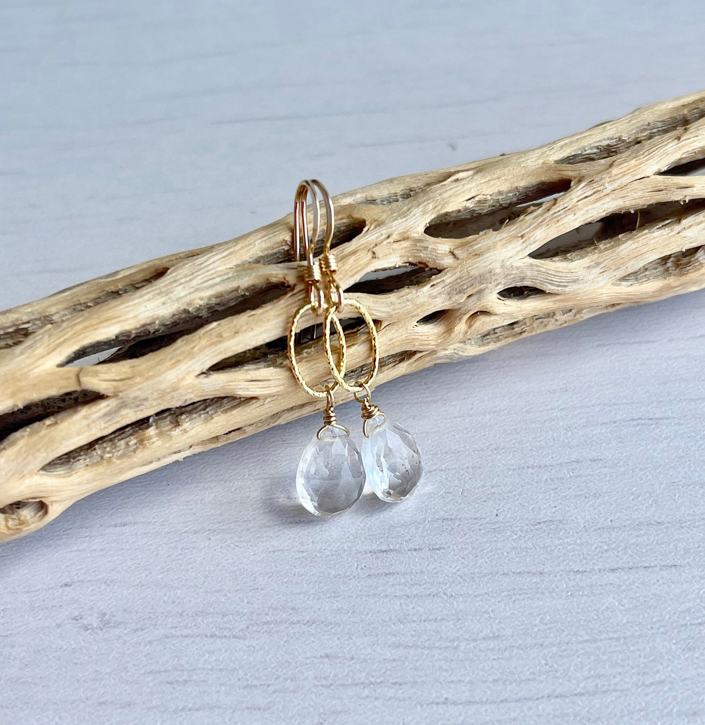 White Topaz Earrings, April Birthstone.