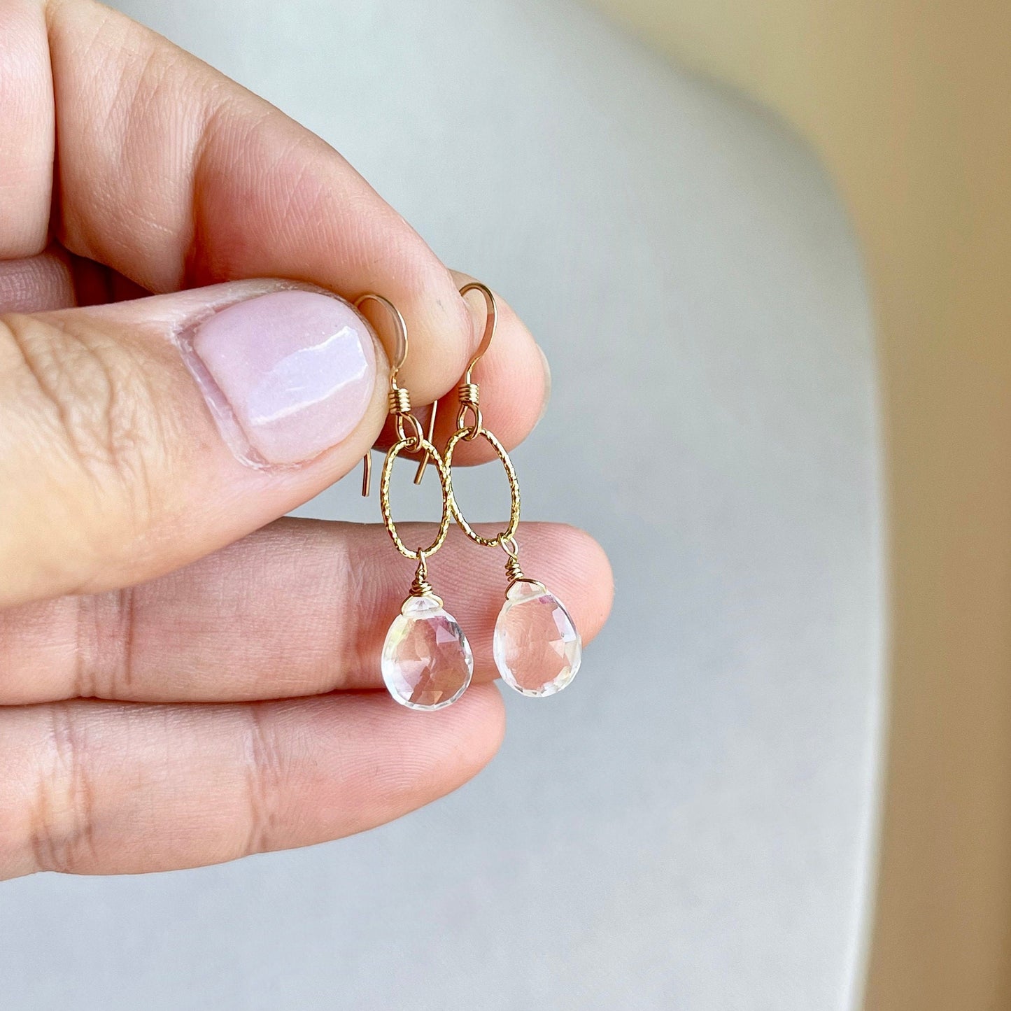 White Topaz Earrings, April Birthstone.