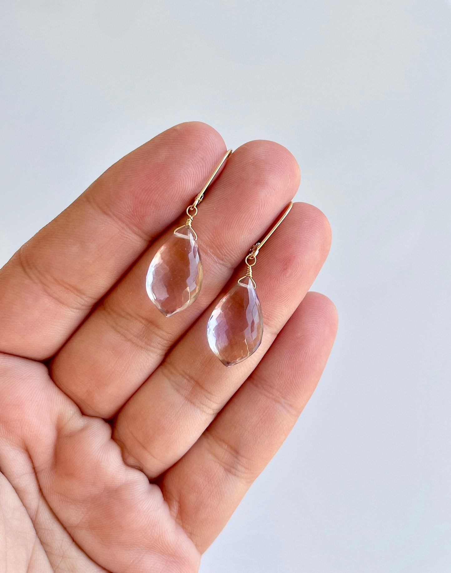 Ametrine Earrings, Solid 14k Gold