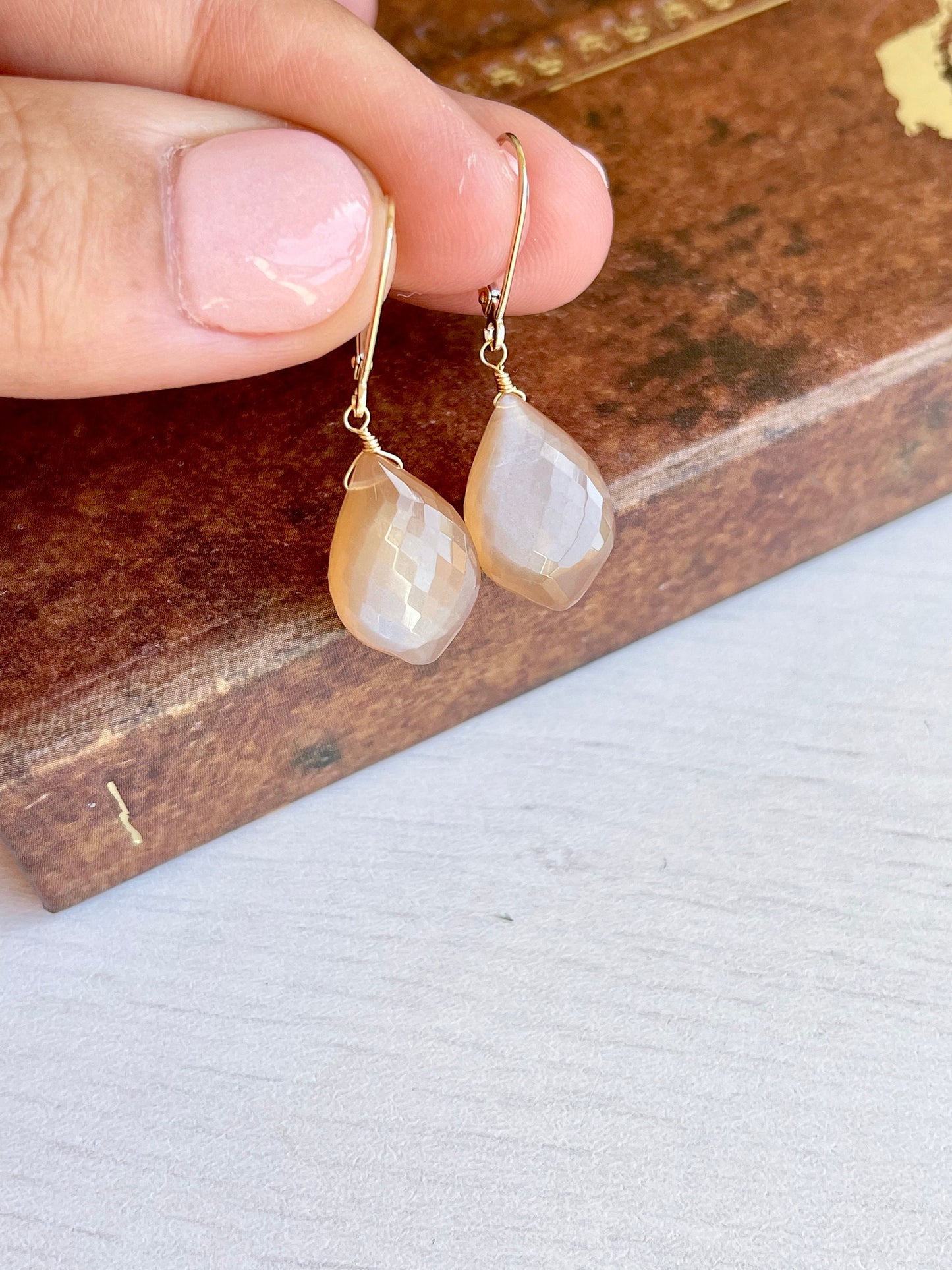 Orange Moonstone Earrings