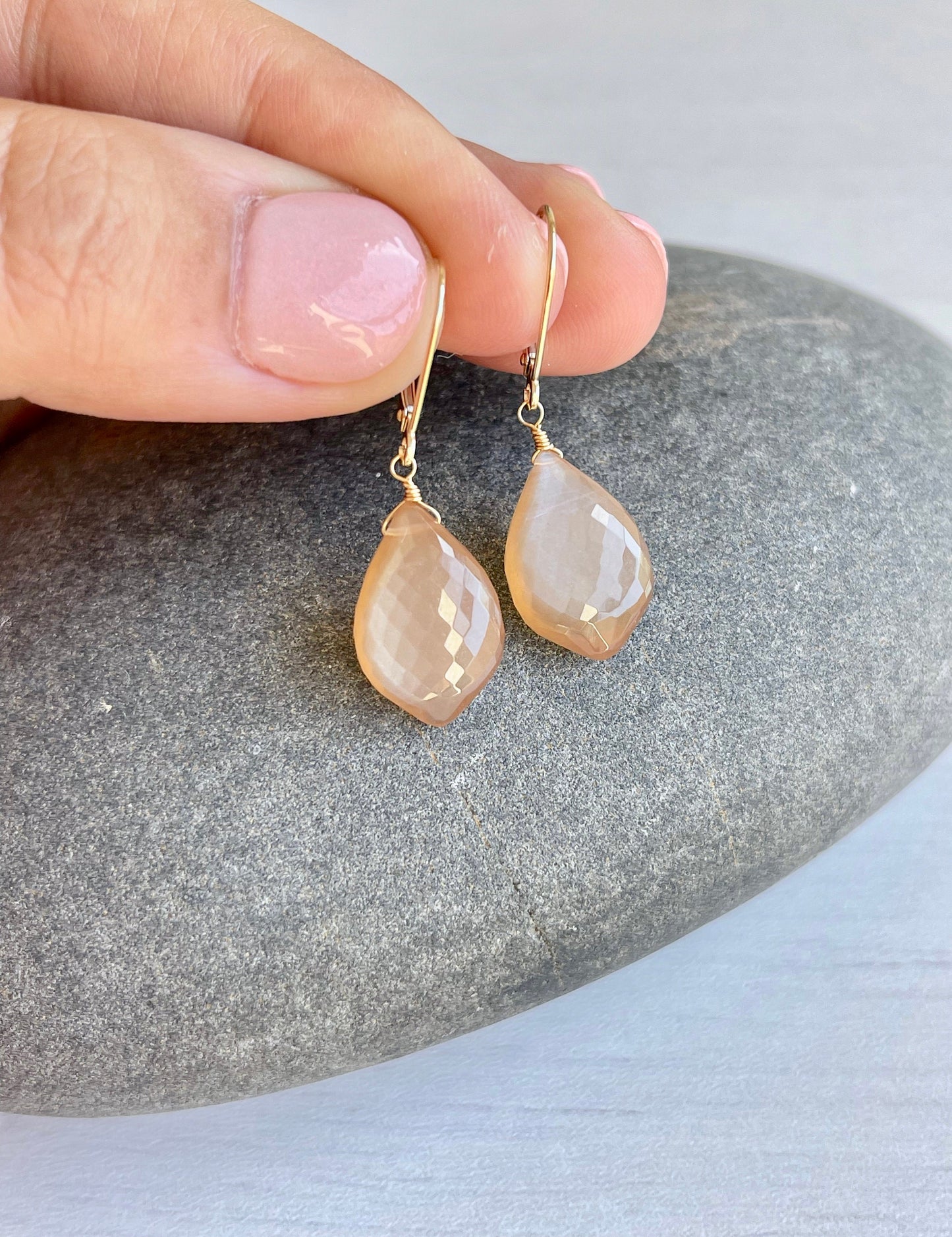 Orange Moonstone Earrings