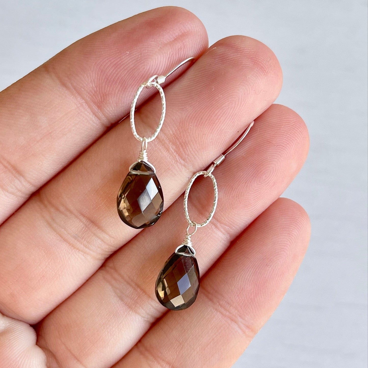 Smokey Topaz Teardrop Earrings