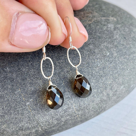 Smokey Topaz Teardrop Earrings