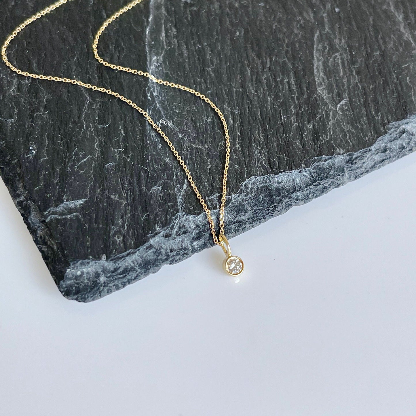 Tiny Diamond Minimalist Pendant