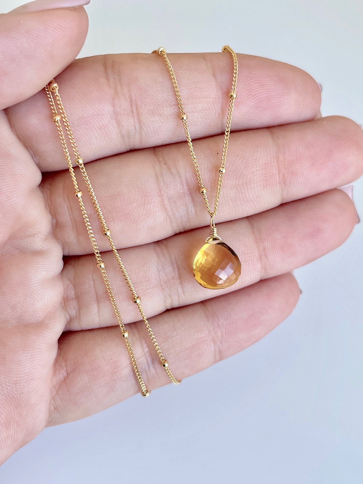 Yellow Topaz Teardrop Necklace- November Birthstone