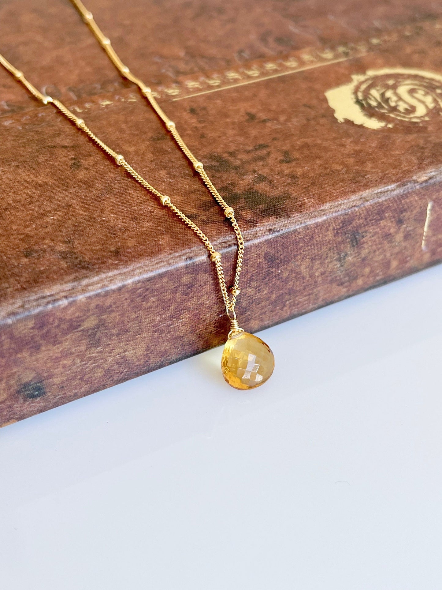 Yellow Topaz Teardrop Necklace- November Birthstone