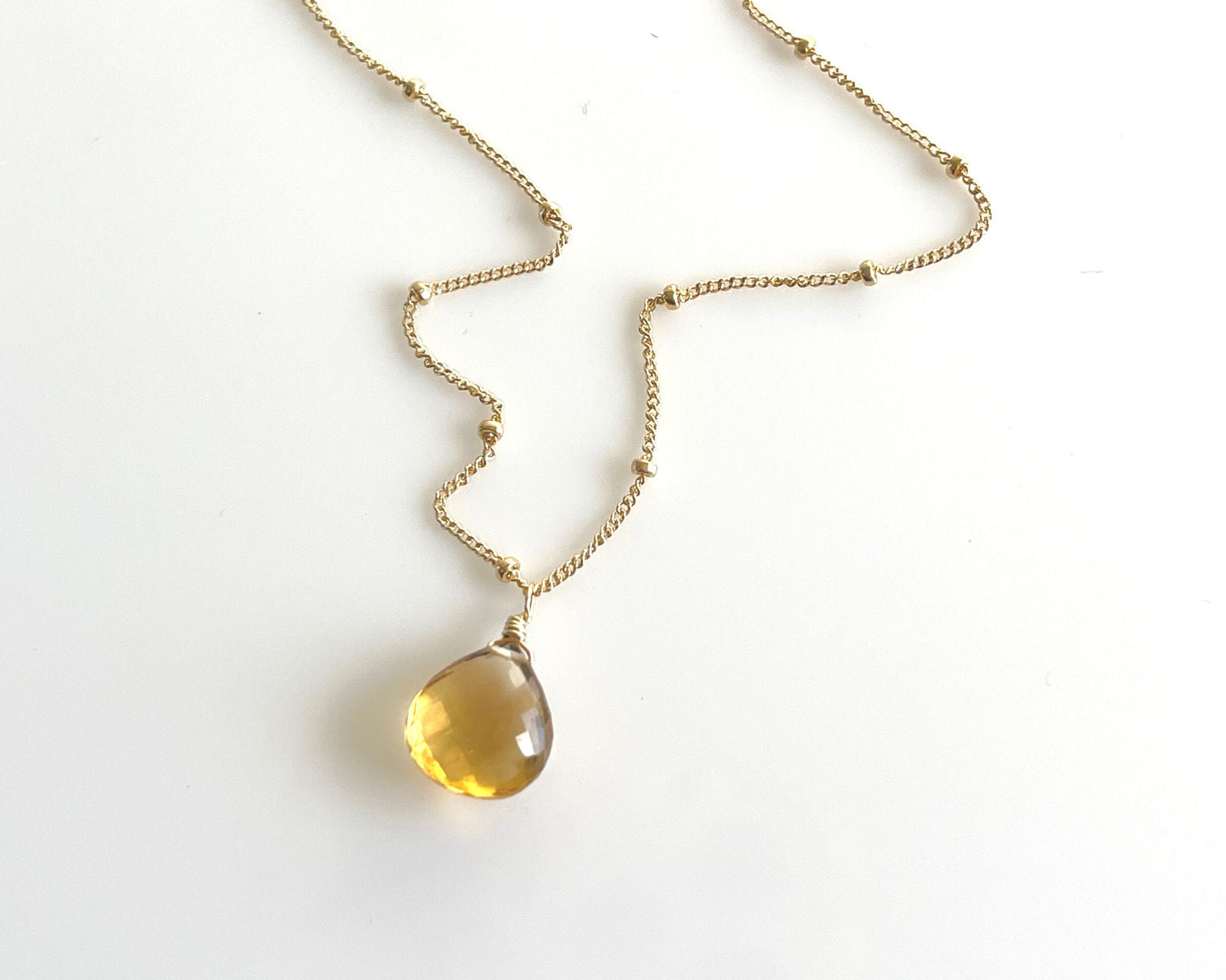 Yellow Topaz Teardrop Necklace- November Birthstone