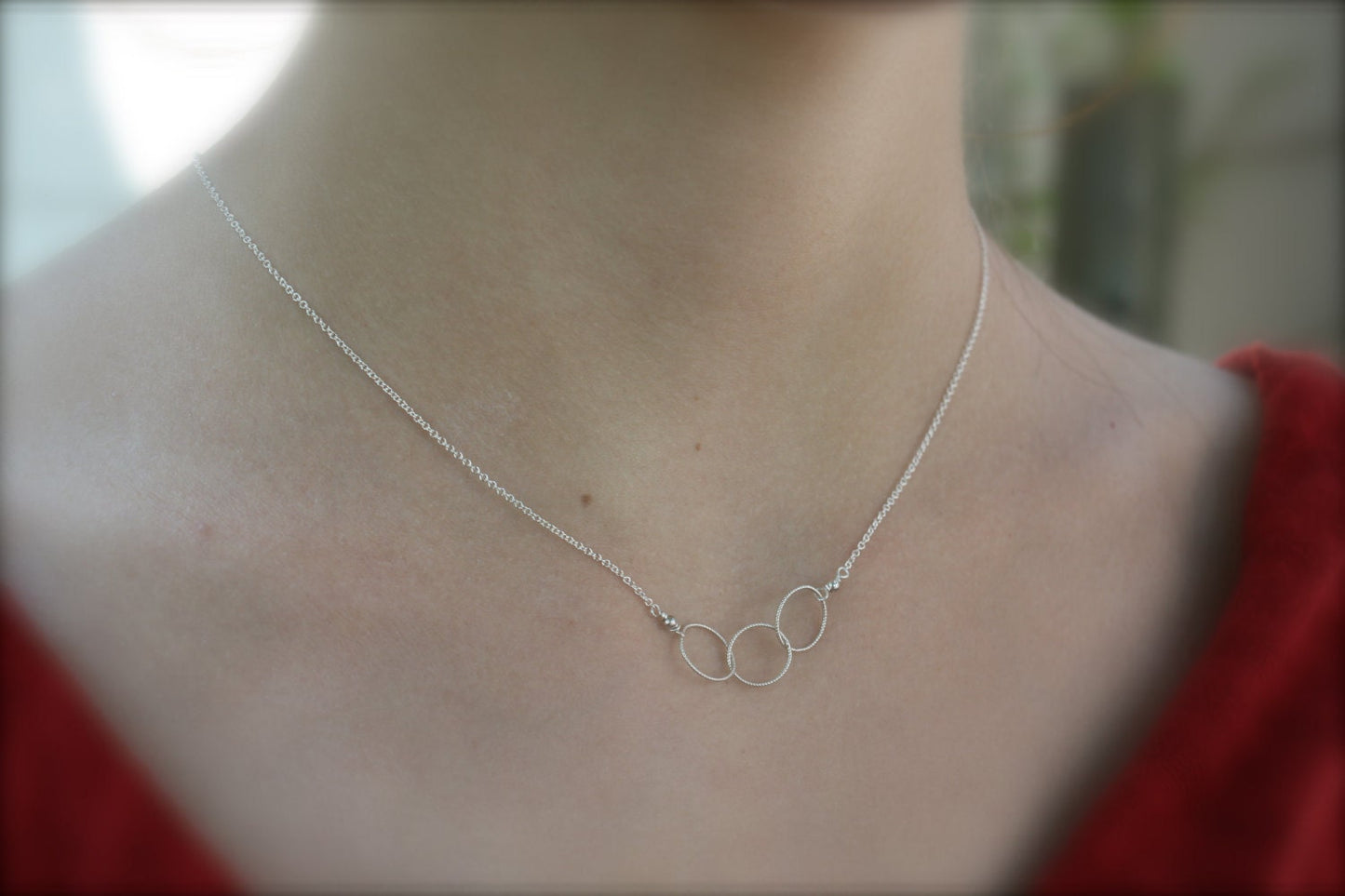 Three Circle Silver Necklace