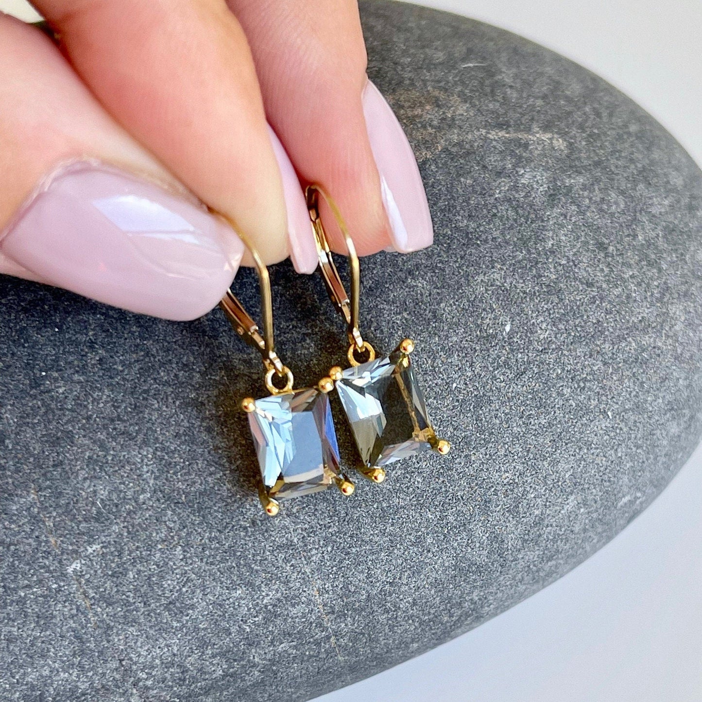 Mystic Topaz Emerald Cut Earrings