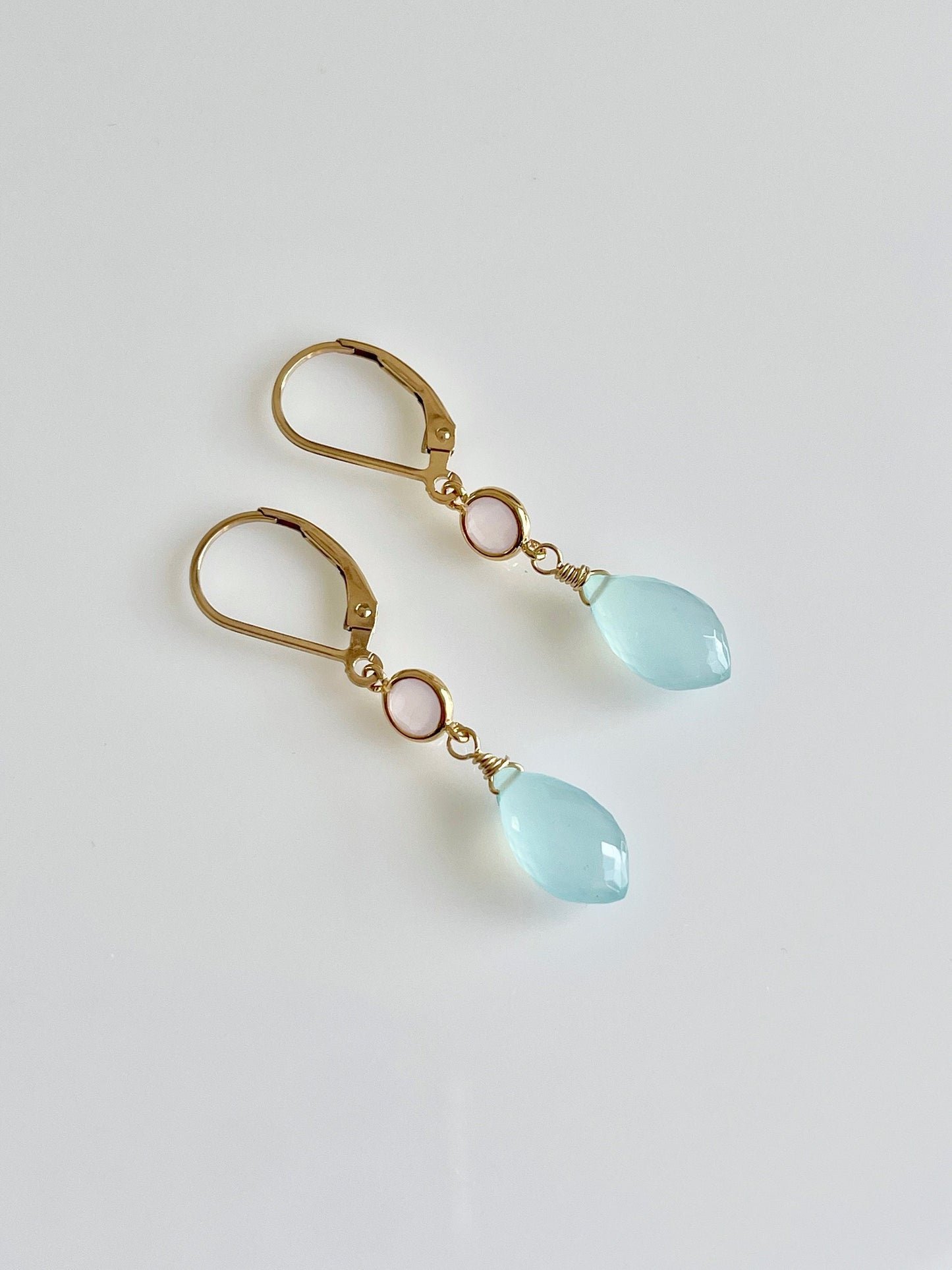 Chalcedony and Rose Quartz Earrings