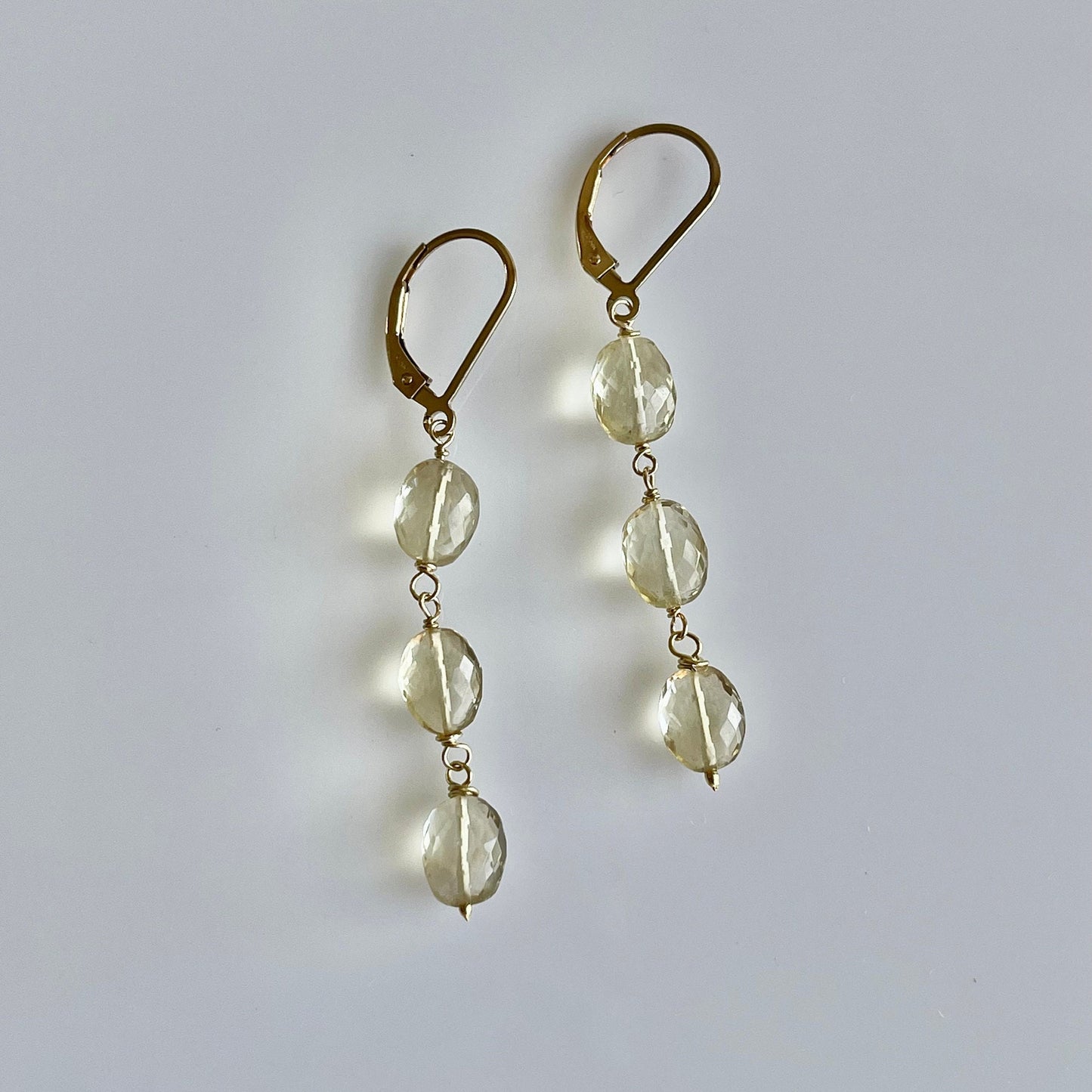 Citrine Earrings, Long Yellow Citrine Earrings in Gold or Silver