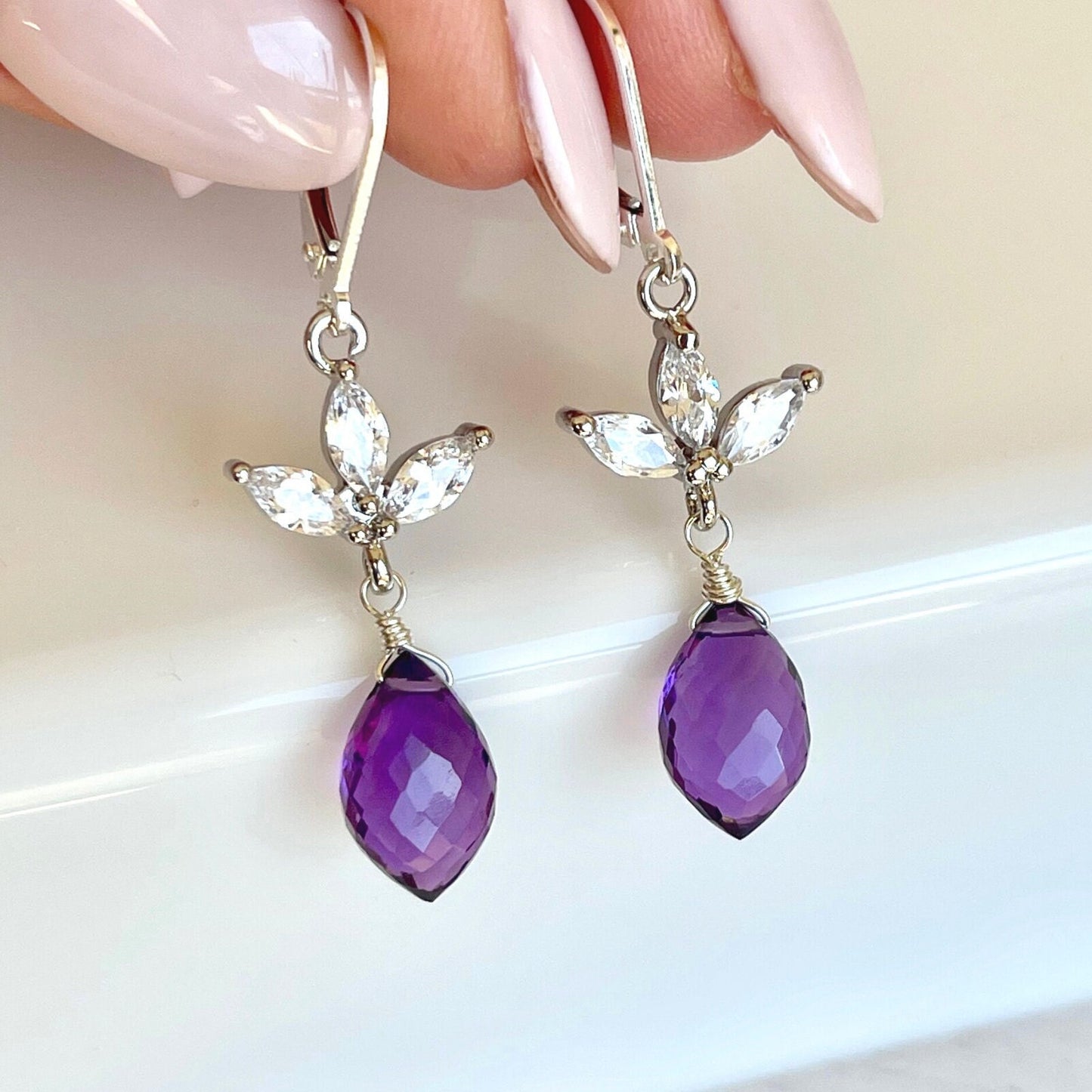 Amethyst Earrings, February Birthstone