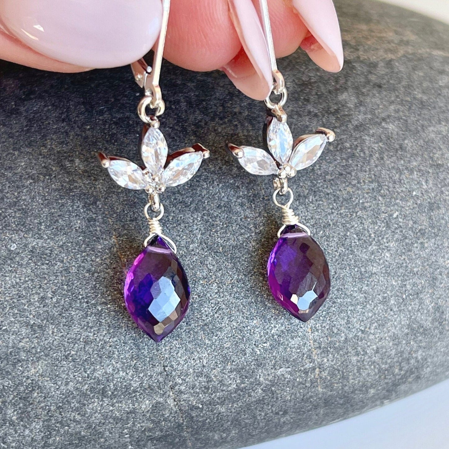 Amethyst Earrings, February Birthstone