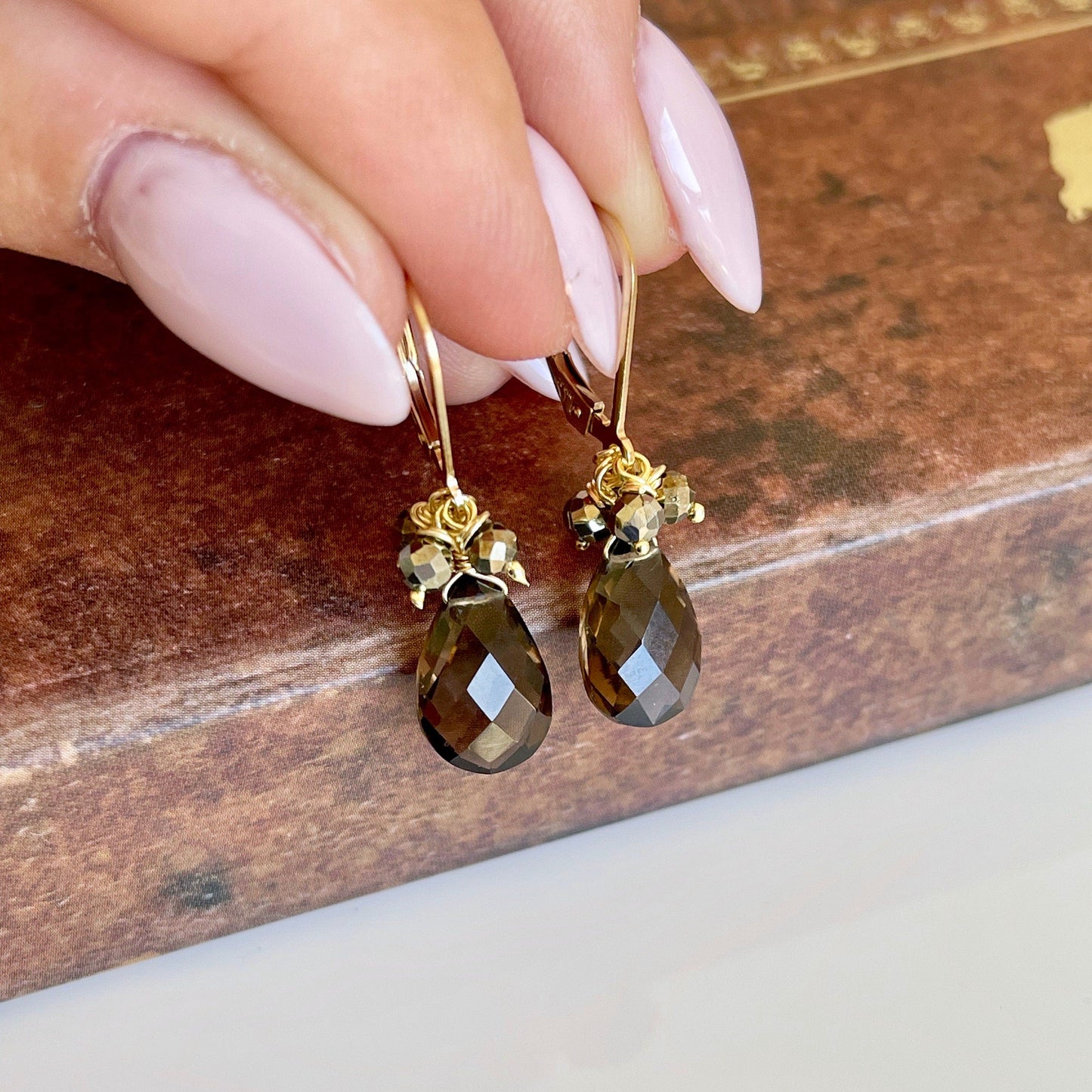 Smokey Quartz Small Teardrop Earrings