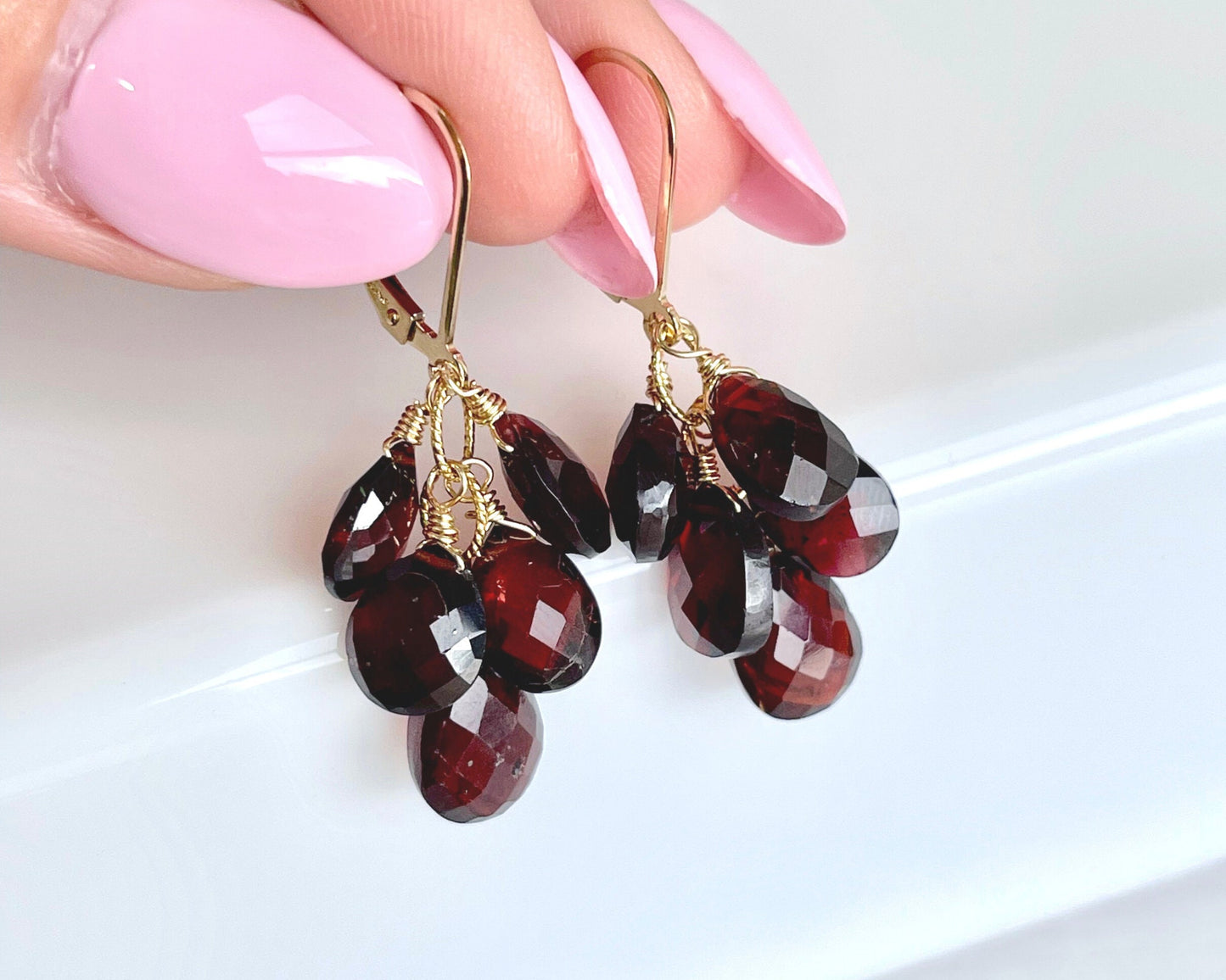 Garnet Cluster Earrings