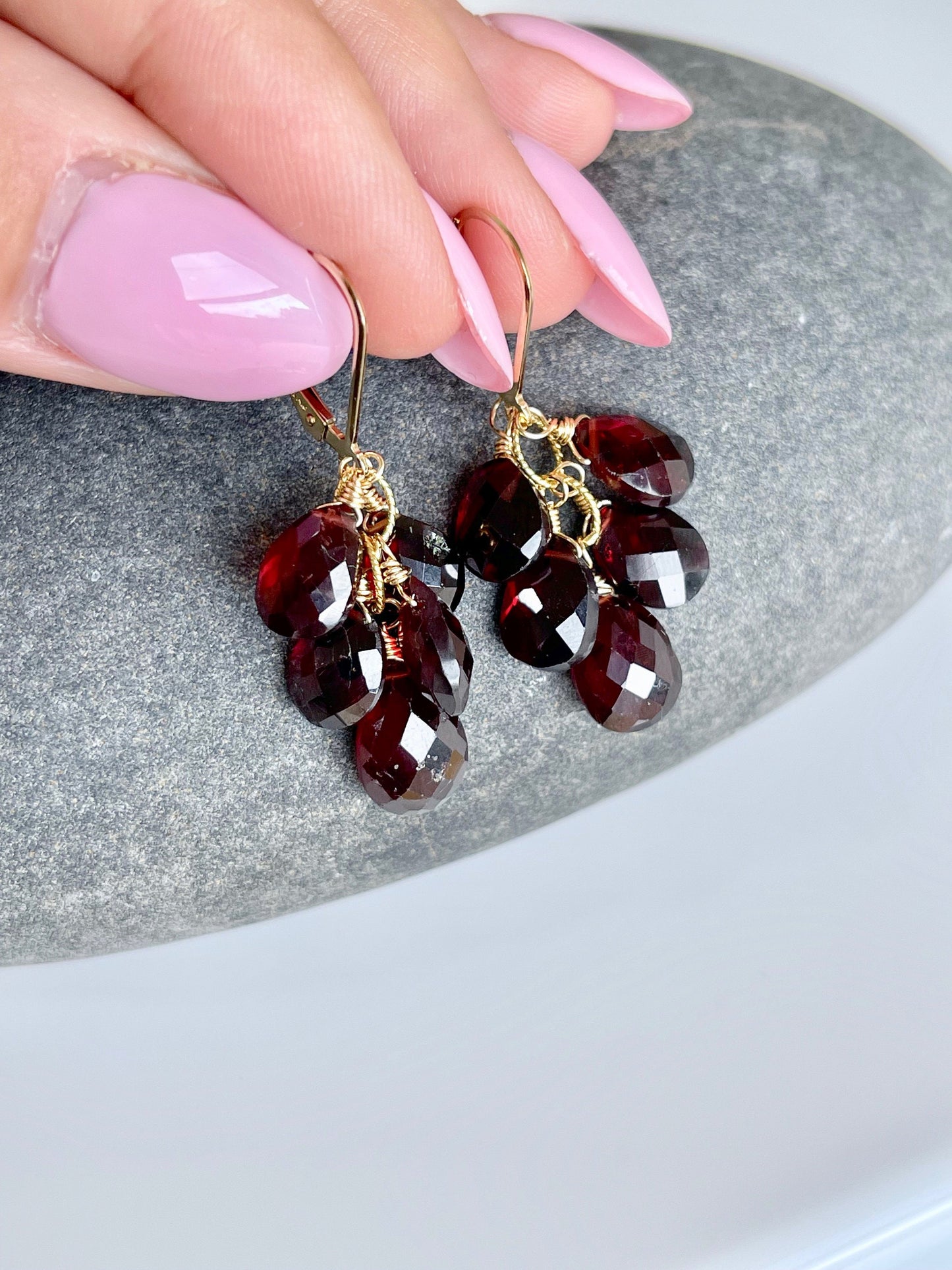 Garnet Cluster Earrings