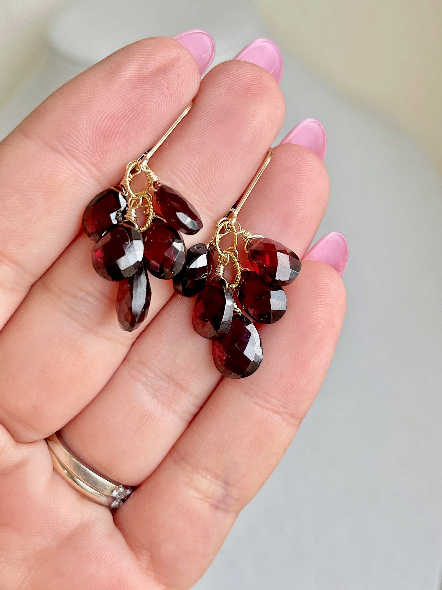 Garnet Cluster Earrings