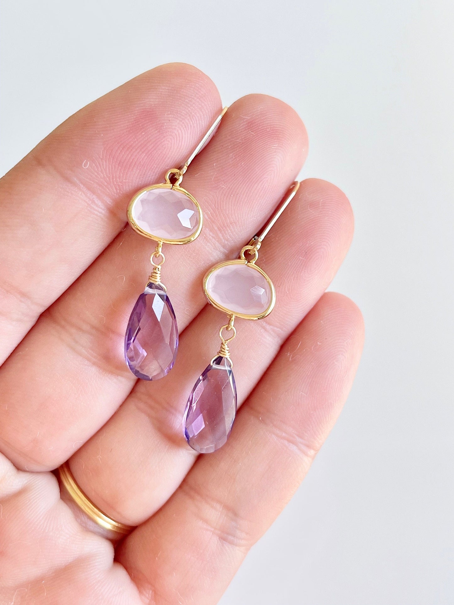 Rose Quartz and Amethyst Earrings