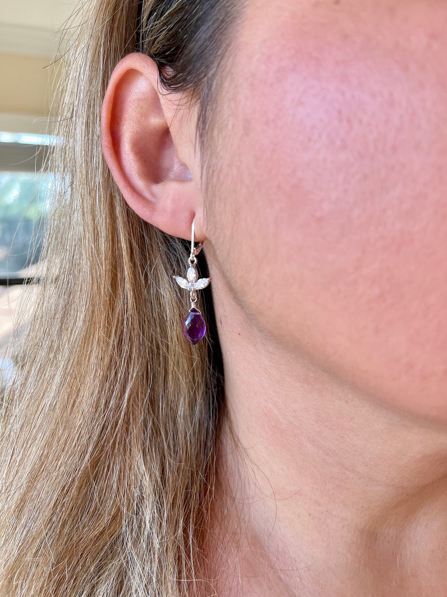 Amethyst Earrings, February Birthstone