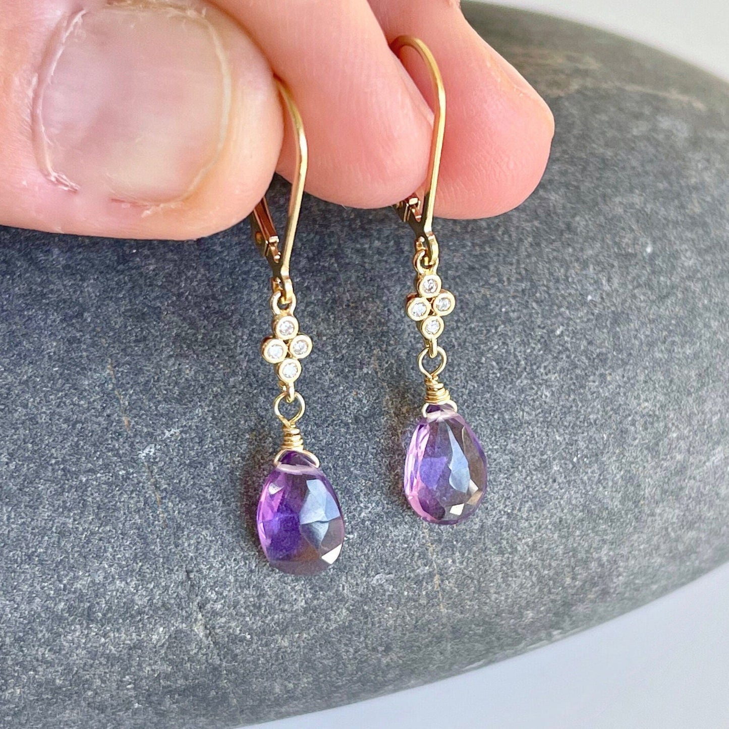 Amethyst Earrings, February Birthstone