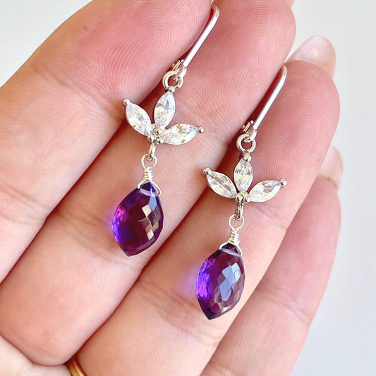 Amethyst Earrings, February Birthstone