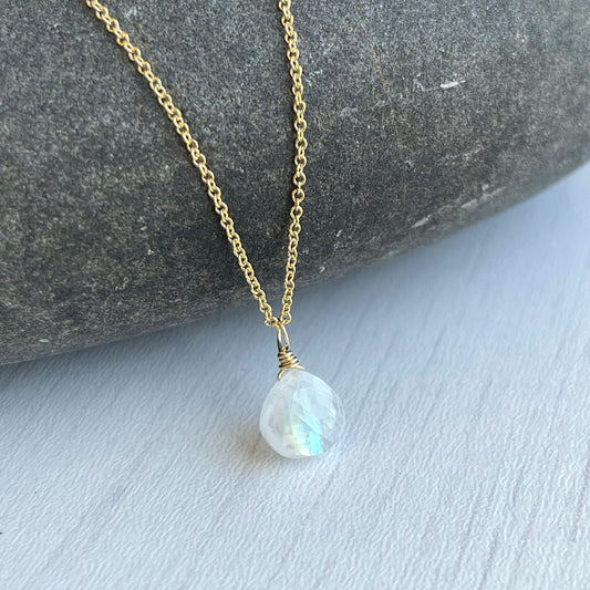 Minimalist Moonstone Teardrop Pendant