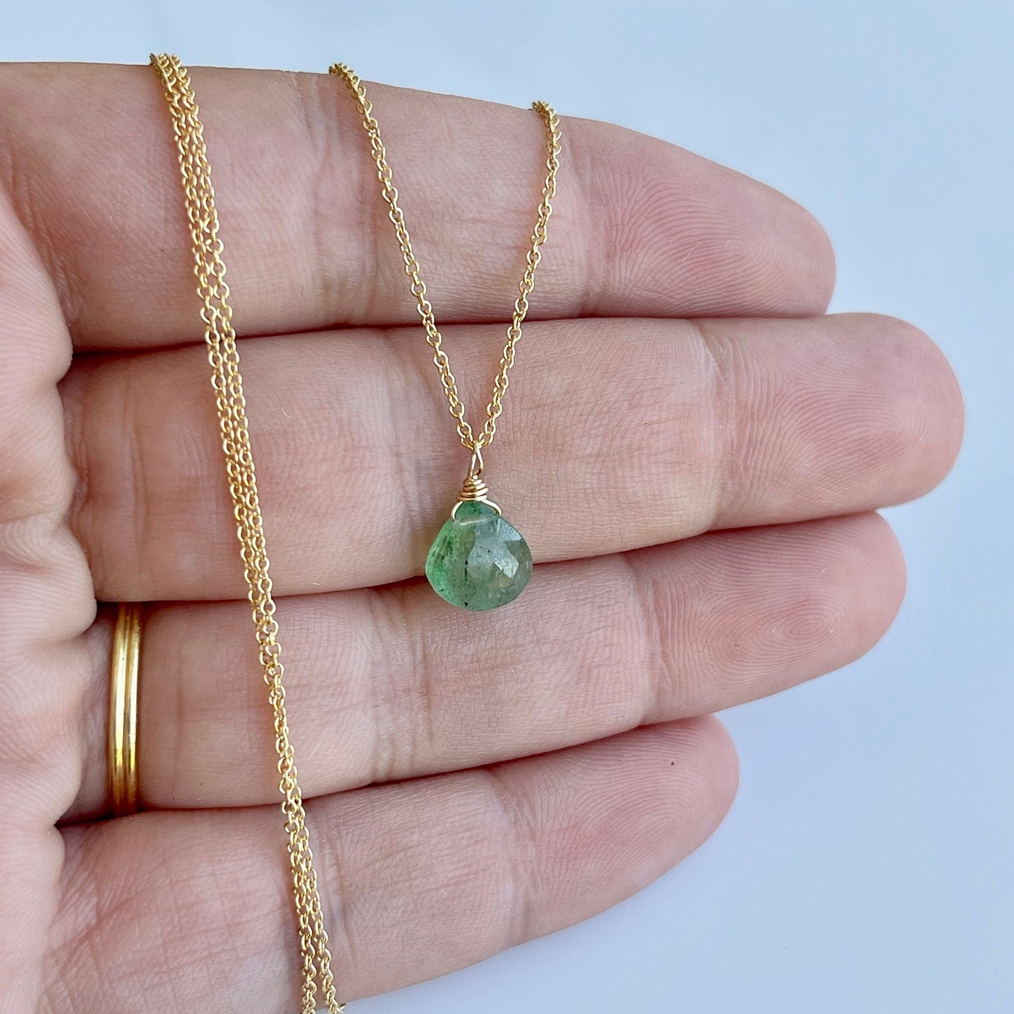 Strawberry  Minimalist Green Teardrop Pendant