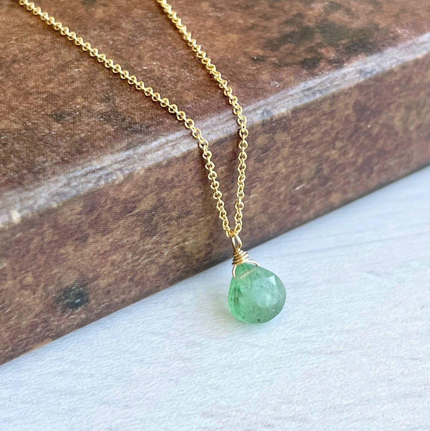 Strawberry  Minimalist Green Teardrop Pendant