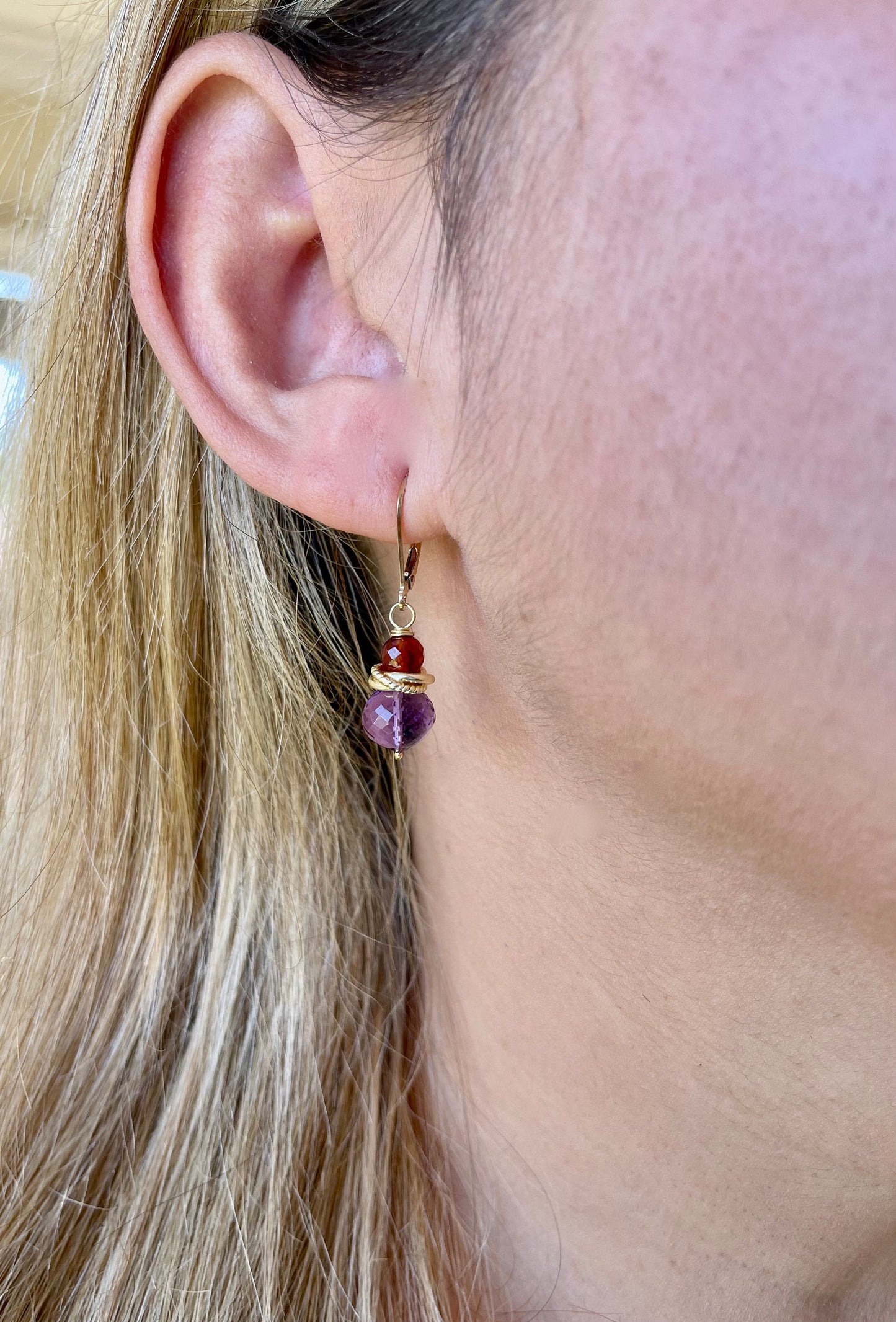 Amethyst and Hessonite Garnet Earrings