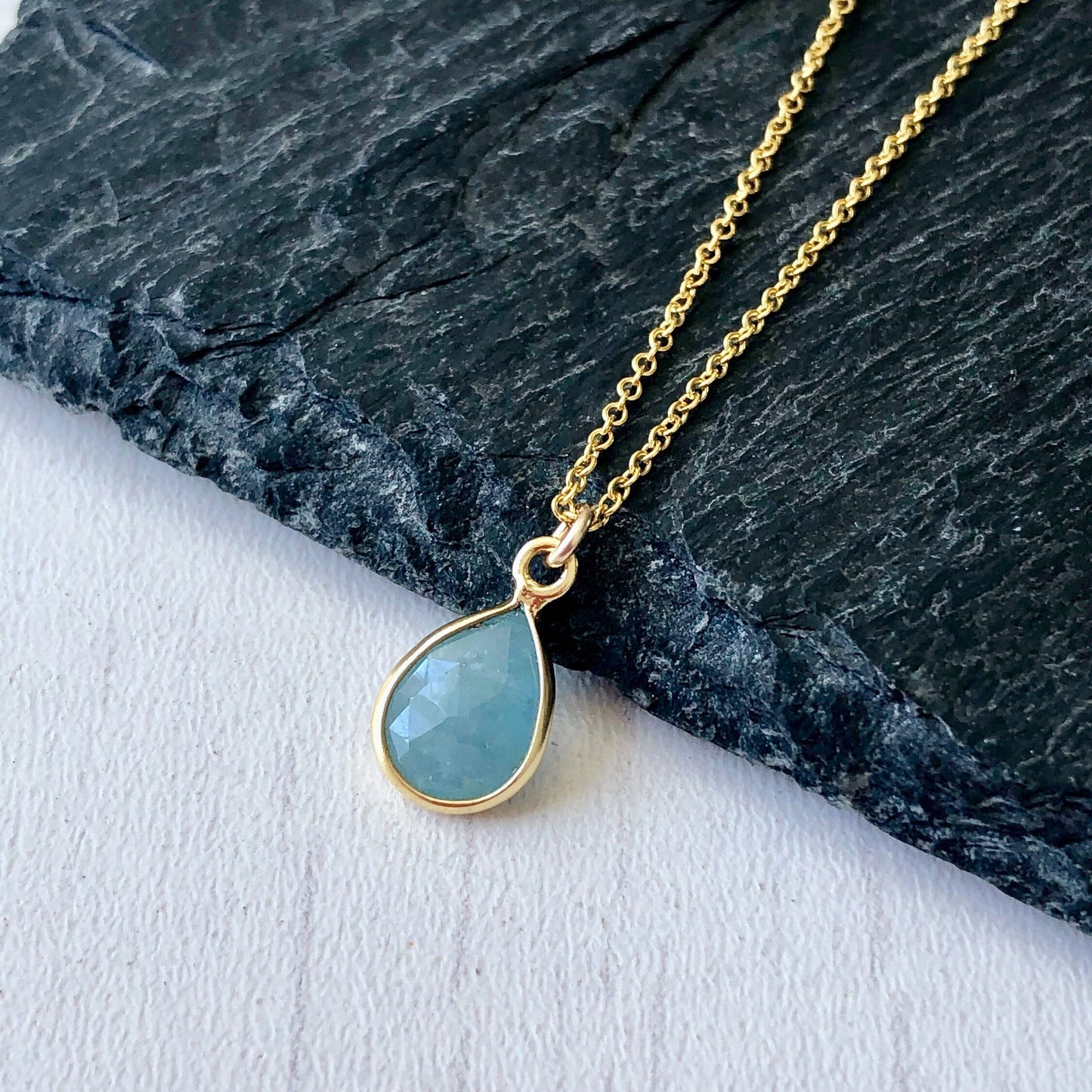 Aquamarine Necklace, March Birthstone