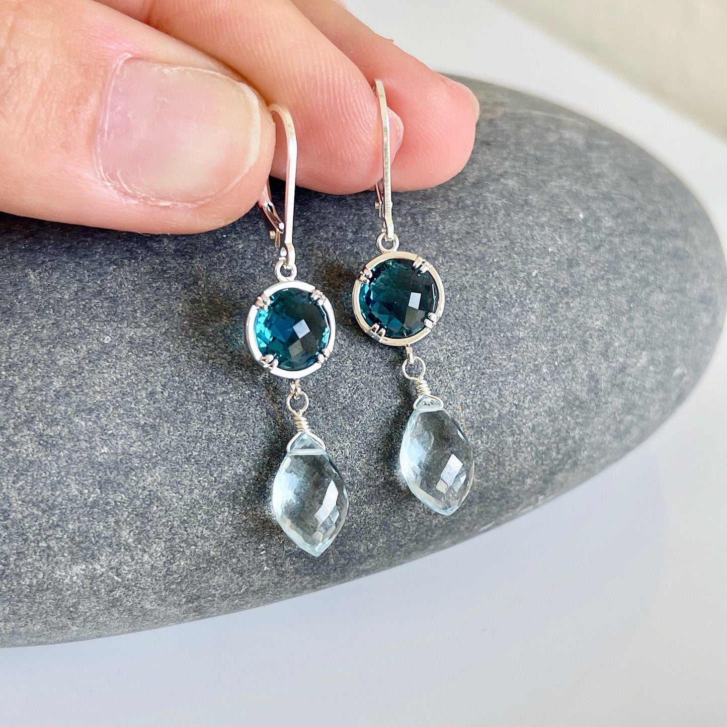 Aquamarine and Blue Topaz Earrings, March Birthstone