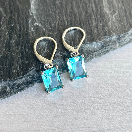 Aquamarine Earrings, March Birthstone