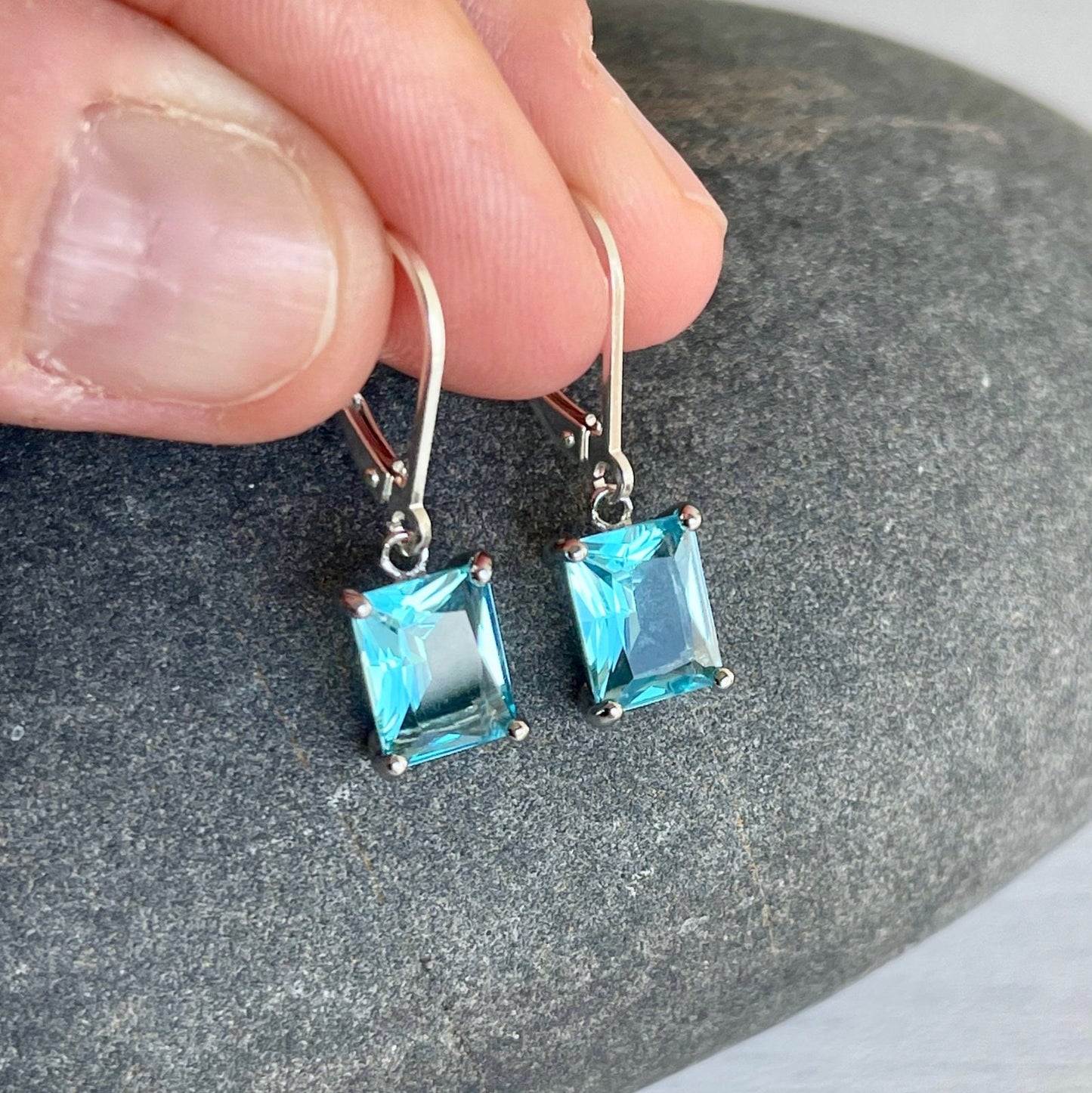 Aquamarine Earrings, March Birthstone