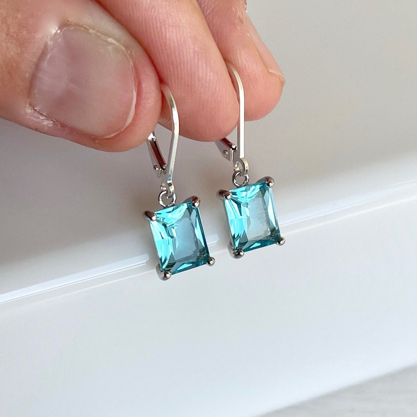 Aquamarine Earrings, March Birthstone