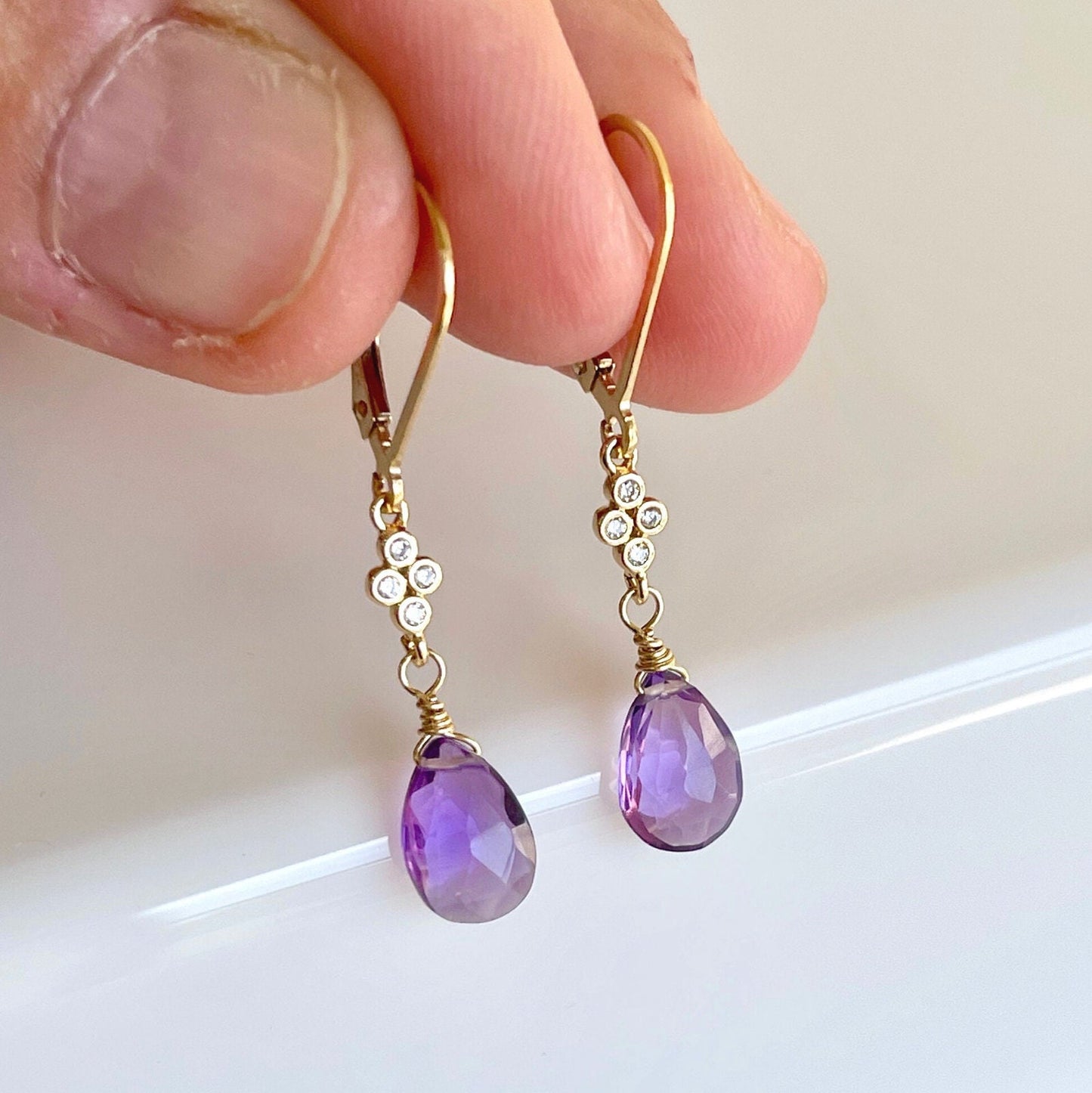 Amethyst Earrings, February Birthstone