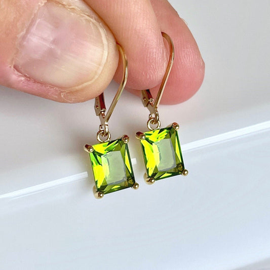 Peridot Baguette Earrings