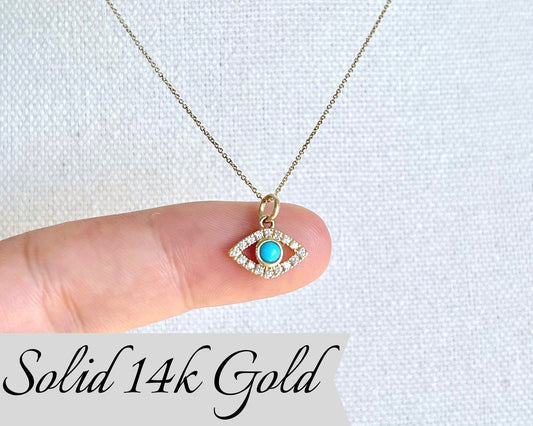 Tiny Diamond and Turquoise Protection Pendant