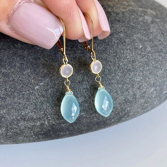 Chalcedony and Rose Quartz Earrings