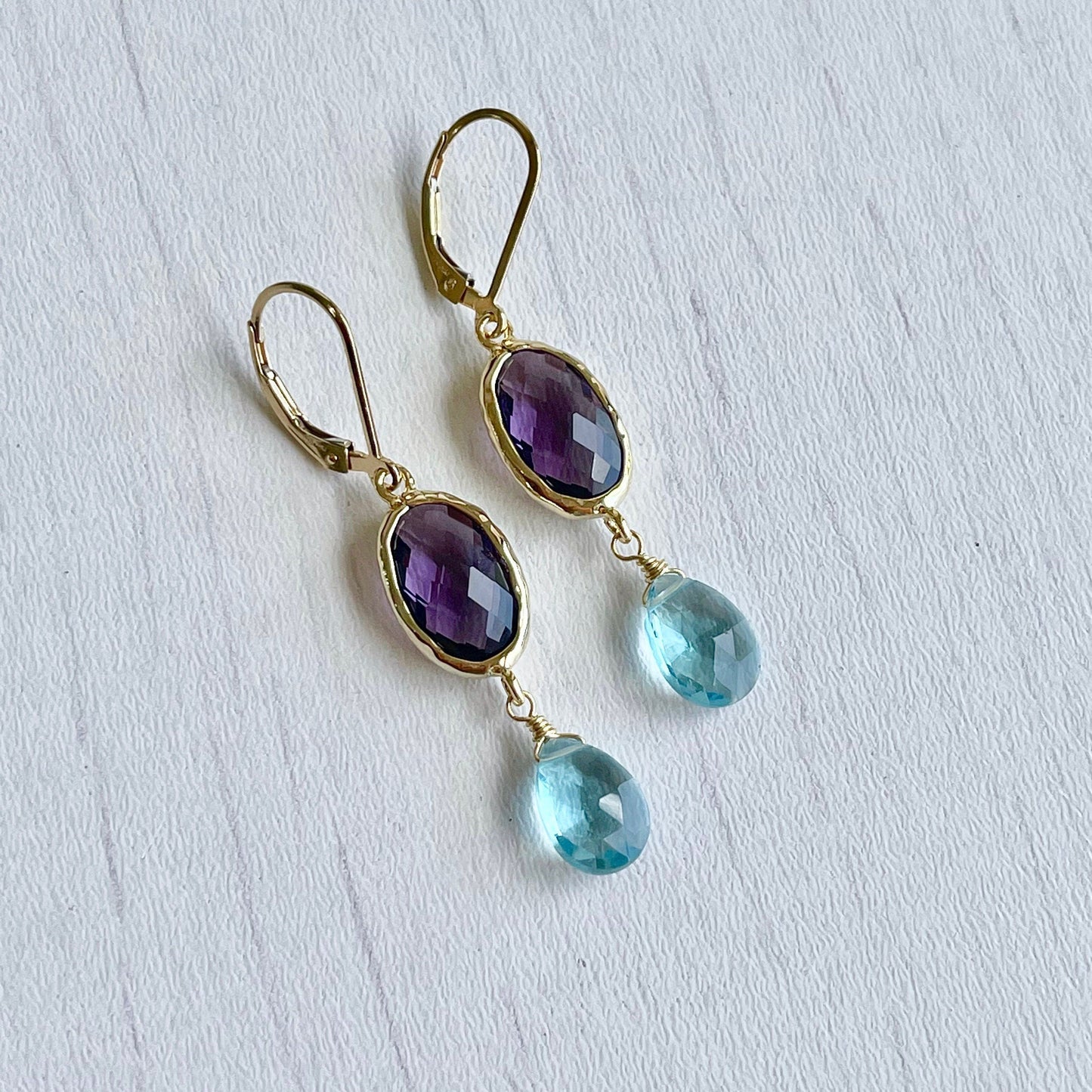 Amethyst and Aquamarine Earrings