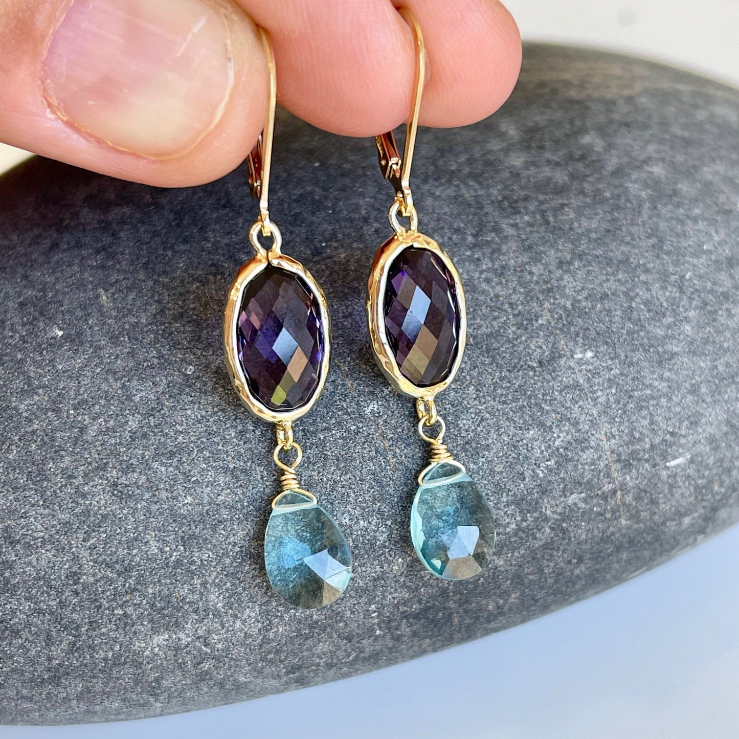 Amethyst and Aquamarine Earrings