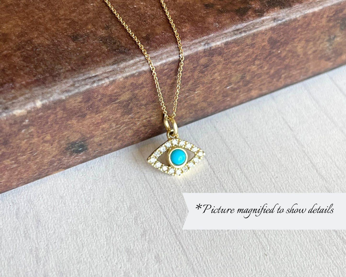 Tiny Diamond and Turquoise Protection Pendant