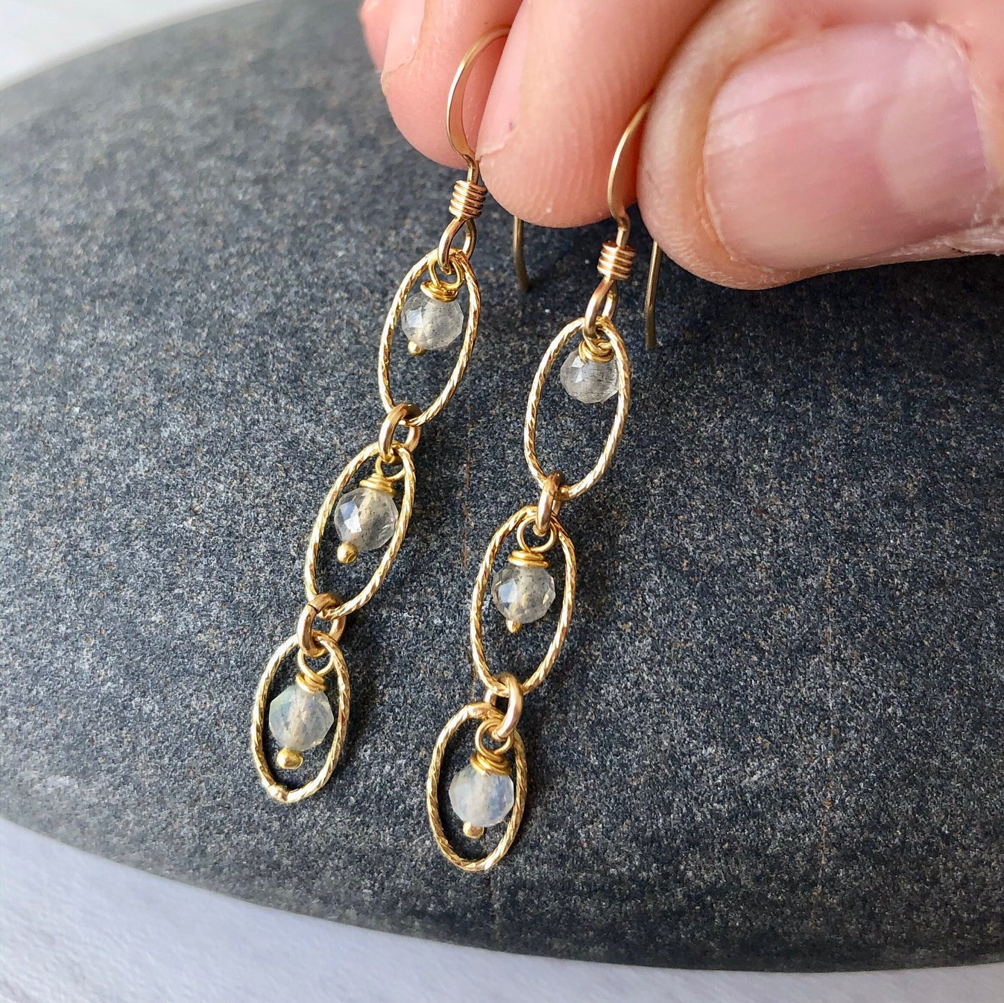 Labradorite Oval Link Earrings