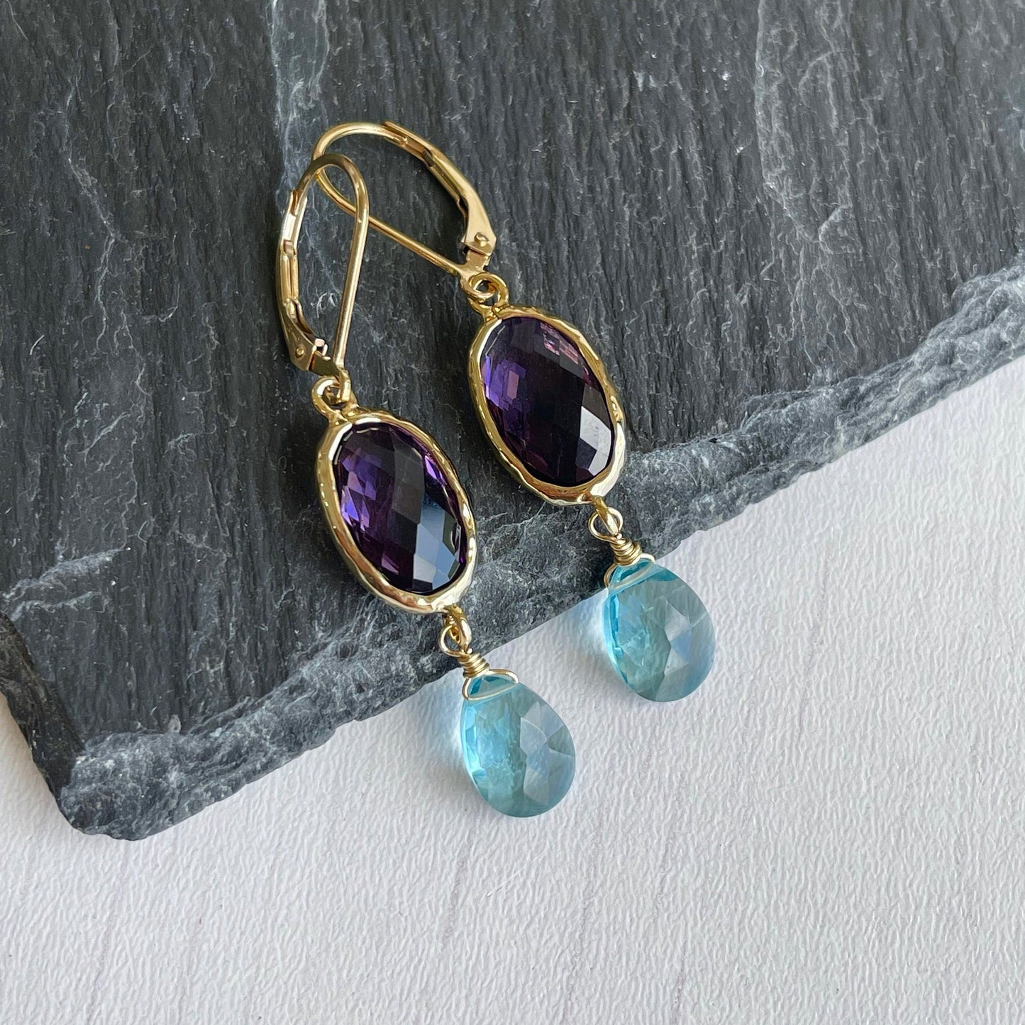 Amethyst and Aquamarine Earrings